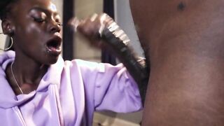 Slutty Ebony Charm Sloppy Blowjob POV